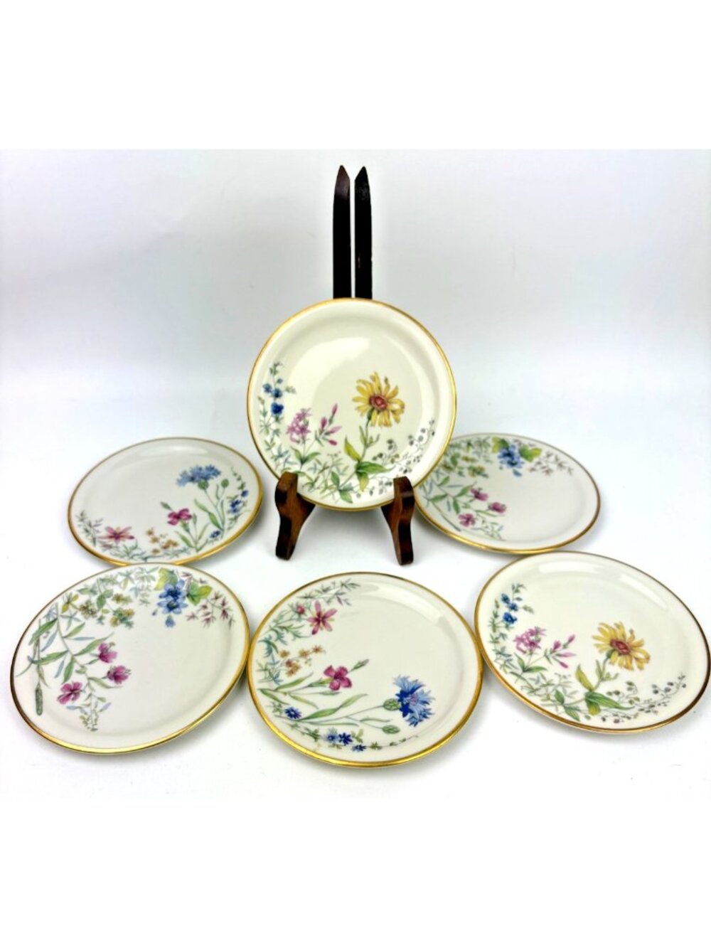 Krautheim Selb Bavaria Floral Butter Dishes Set of 6 Porcelain Germany Vintage